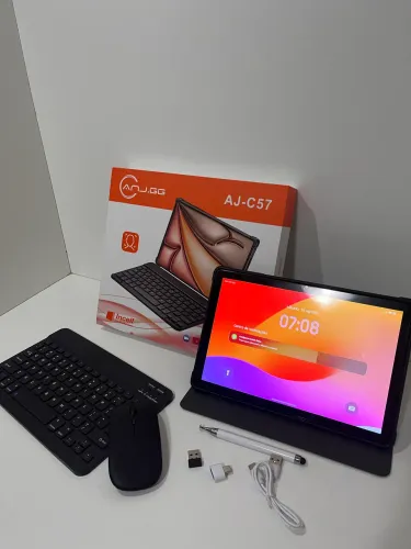 Tablet preto completo + teclado, mouse, Capa e película reserva