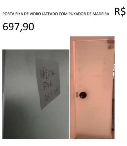 PORTA DE VIDRO JATEADO COM PUXADOR 2,04 X 0,70