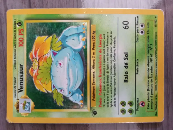 Card Pokémon TCG Venusaur 15/102 1995 1 edição Holofoil