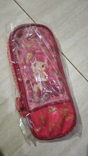 Estojo escolar Moranguinho xadrez antigo vintage raro 