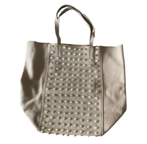 Bolsa Tote de Tachas Bege - Shoestock