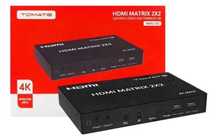 Switch Hdmi Matrix 2x2 Até 2 Aparelhos Simultâneos 