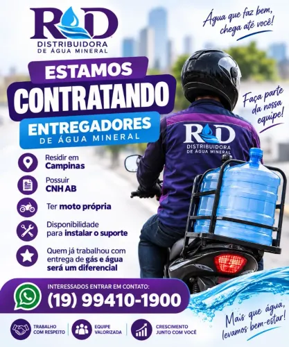Vagas para entregador de água mineral
