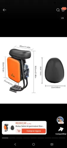Banco com bag impermeável para patinete