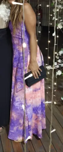 Vestido Tie Dye longo colorido rosa e roxo
