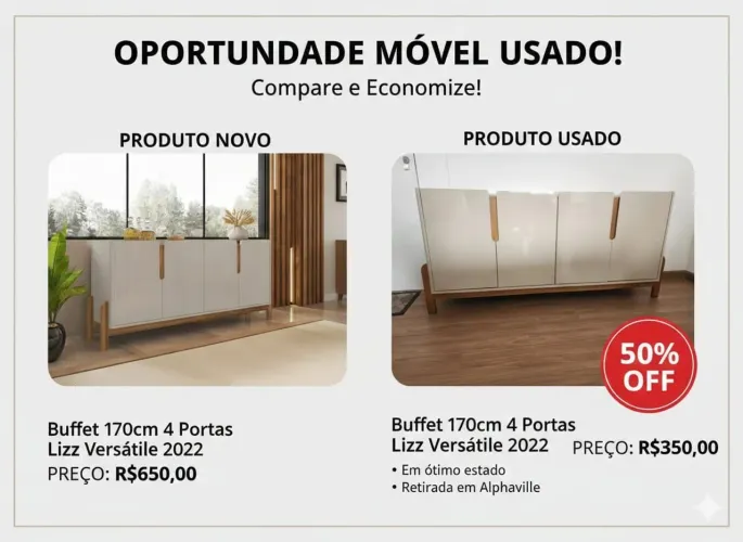 Buffet 170 cm portas lizz versatile
