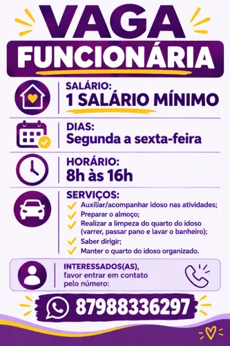 Procuro funcionária/cuidadora de idoso