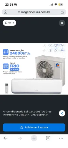 Ar-condicionado Split 24.000BTUs Gree Inverter Frio