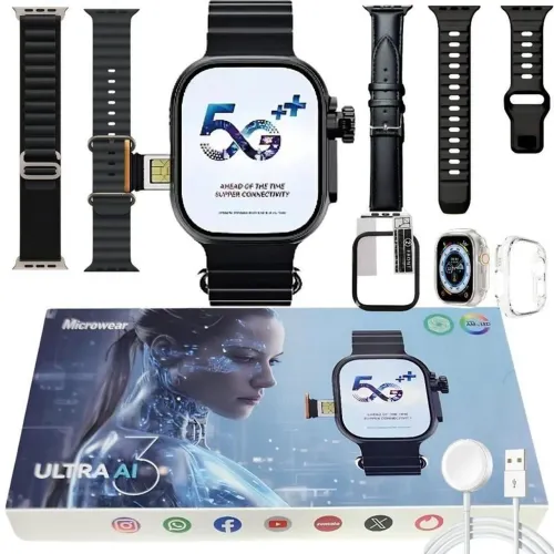 Smartwatch Microwear Ultra 3 Al 5G 2GB RAM 16GB GPS Wi-Fi Tela AMOLED