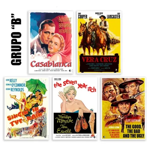 Cinco posters com reproduções de cartazes de filmes antigos - 65x46cm - GRUPO B