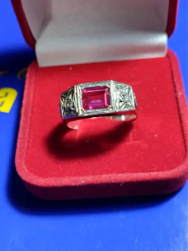 Anel Prata 950 Modelo Aberto Pedras Zircônias 6.30 Gramas Topo 27 mm x 15 mm