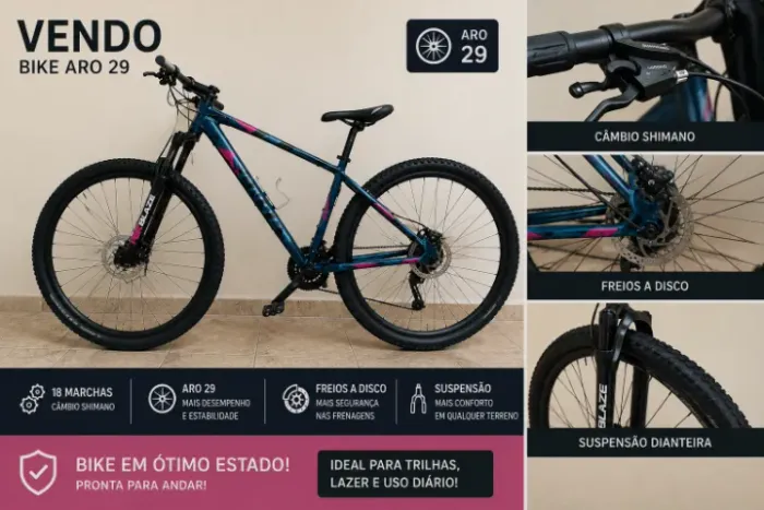 Sense Fun Evo Aro 29 | Nunca Usada | Shimano 18 Marchas | Freio a Disco | Suspensão