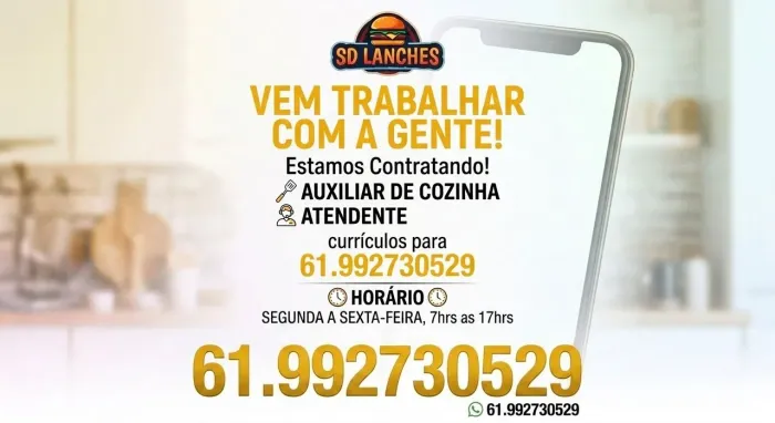 Auxiliar de Cozinha COM EXPERIÊNCIA e ATENDENTE