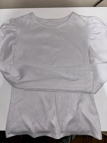 Blusa Canelada Branca Manga Longa Princesa Bufante