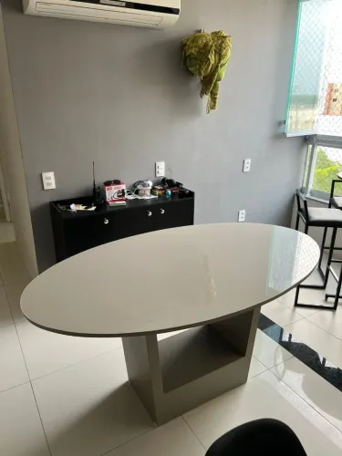 Mesa de Jantar Oval Luxo 100%Mdf com vidro Laqueado