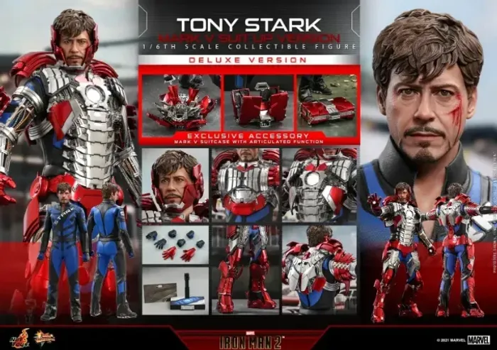 Hot Toys MMS600 1/6 Homem de Ferro 2 Tony Stark Mark V-especial