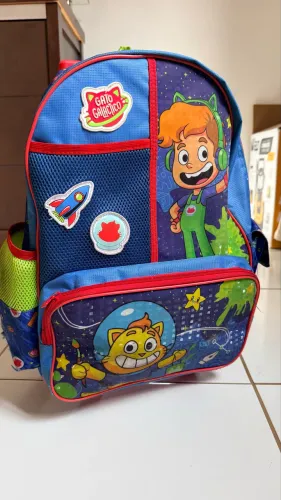 Kit Mochila escolar Gato Galático + lancheira térmica + estojo