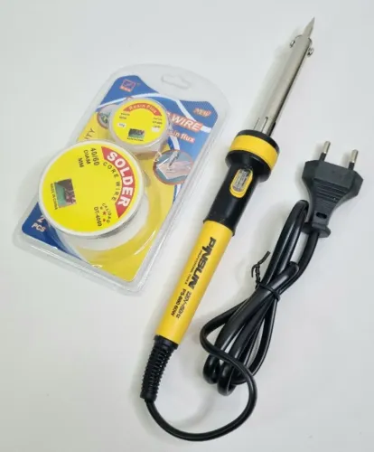 Kit Ferro de Solda 60Watts 220v Profissional Com Led mais Solda Estanho - Pronta Entrega