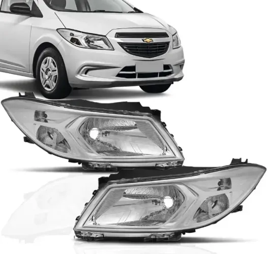 Farol Principal Esq. Chevrolet Onix/Prisma Cromado Manual H4 Yh 2013/2016