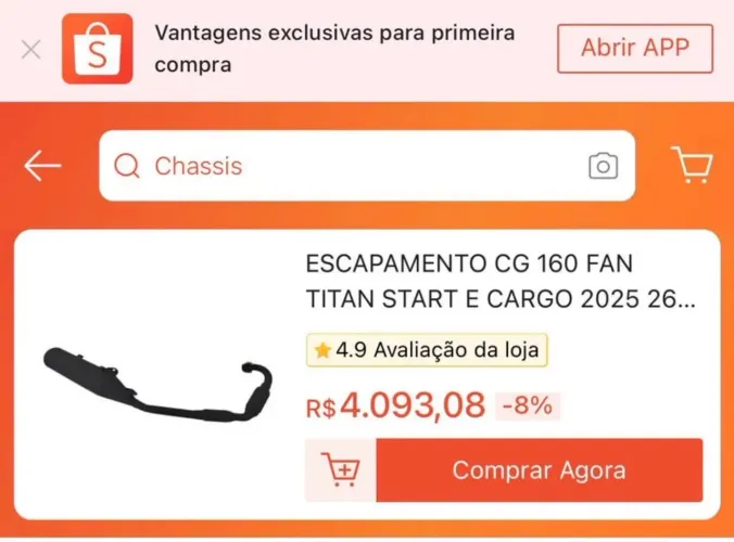 ESCAPAMENTO DA CG START 160