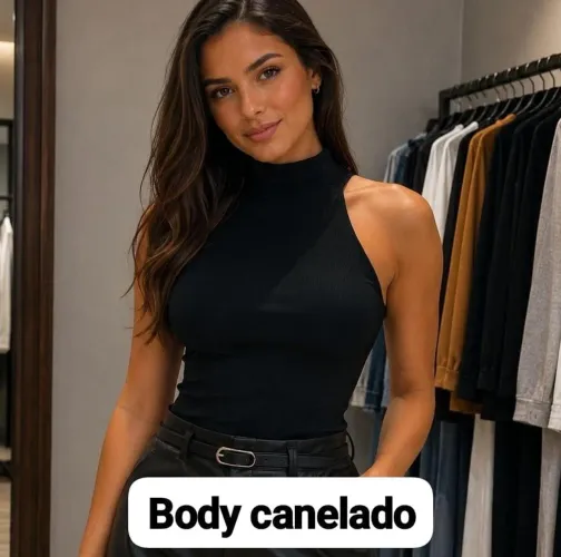 Body golinha preto Tam único tecido canelado
