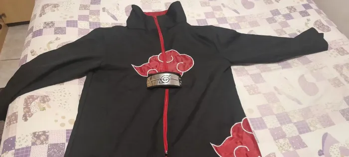 Cosplay Manto Akatsuki e Bandana Renegado aldeia da Folha (+ Brinde)