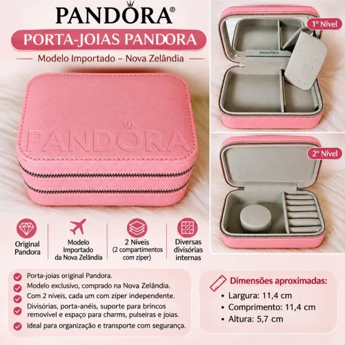 PORTA-JOIAS PANDORA ORIGINAL ROSA - 2 NÍVEIS - COMPRADO NA NOVA ZELÂNDIA