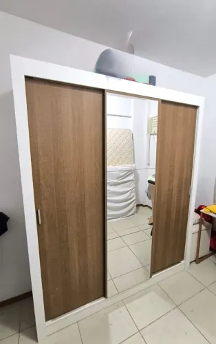 Guarda-Roupa Casal Madesa Nobre - 3 Portas de Correr com Espelho | Cor Rustic