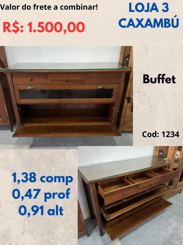 Buffet com vidro em cima