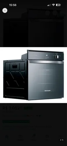 Forno de Embutir Brastemp 78 lts preto e detalhes em aço escovado