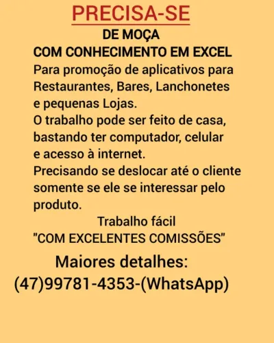PRECISA-SE DE PROMOTORA DE VENDAS