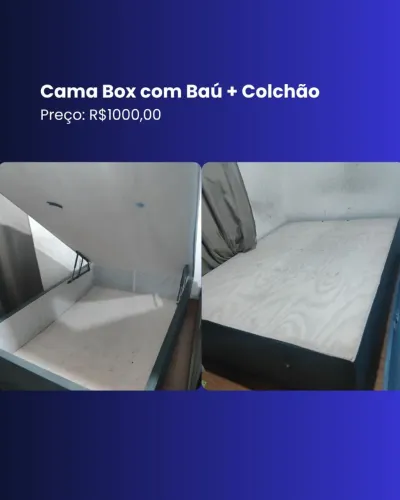 Cama Box com baú + colchão