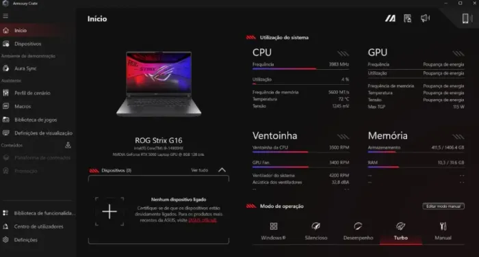Notebook Gamer RogStrix RTX5060 Core I9 32GM RAM 1.5TB SSD W11 PRO