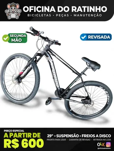 Bicicleta Aro 29 Dropp Alumínio - Revisada - R$ 600 - Oficina do Ratinho