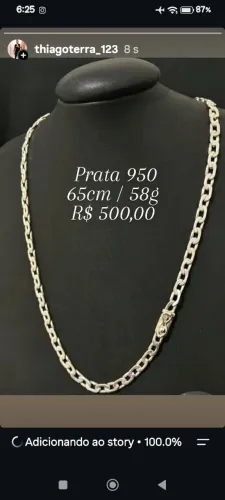 Cordão de prata 950