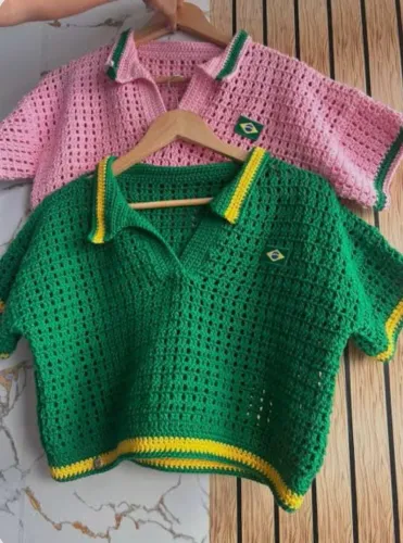 Camisa/ croped polo Brasil