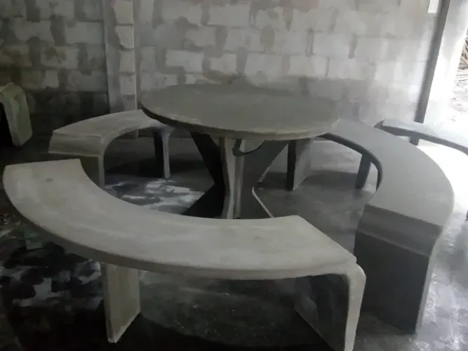 Mesa e bancos de Concreto para praça e Jardim