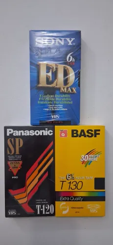 3 fitas vhs novas (lacradas)basf,panasonic e basf.