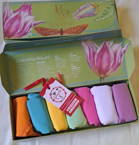 Kit com 7 Calcinhas em Algodão Diamantes Lingerie 