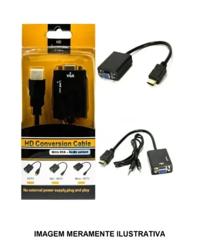 Adaptador Conversor Hdmi pra Vga P2 Auxiliar Áudio