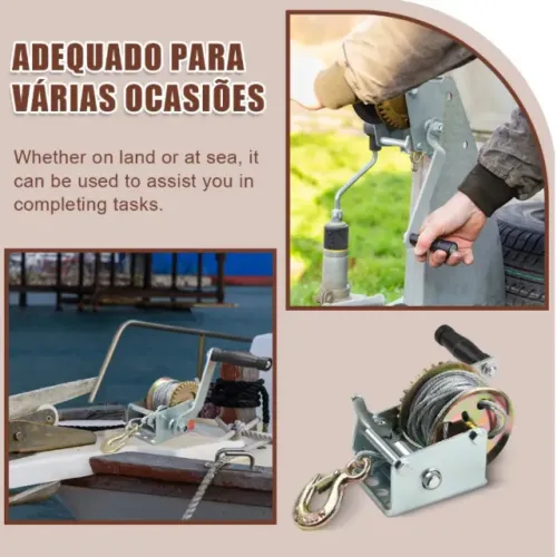 Guincho Manual Carretilha 635kg Com 10mts Cabo Aço 5918 Brem