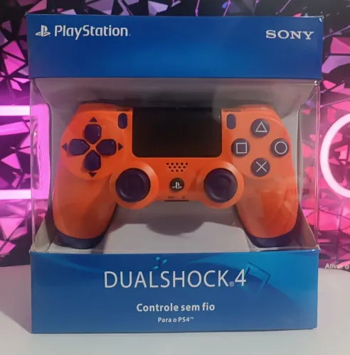 Controle PS4 Laranja Sem Fio - Novo