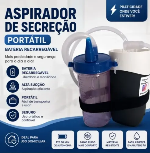 Aspirador De Secreção Portátil Bateria Recarregável