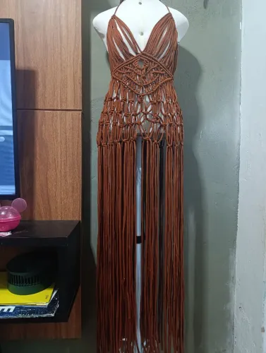 Saída de praia em macramê