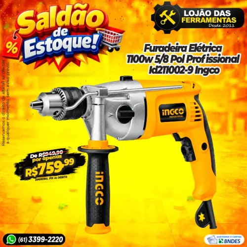 Furadeira Elétrica 1100w 5/8 Pol Profissional Id211002-9 Ingco
