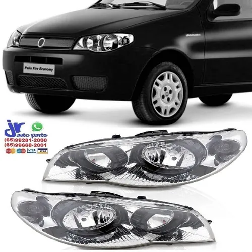 Par Farol Palio G3 2003 a 2014 Máscara Cromada Canhão