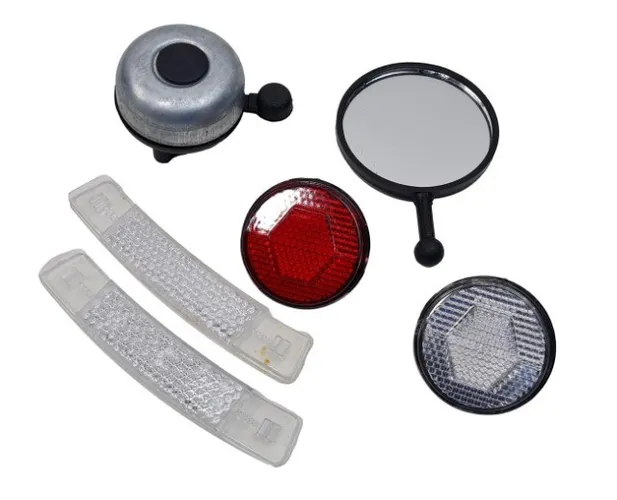 Kit de Acessórios de Segurança para Bicicletas com Sinalizadores Espelho e Campainha 9247