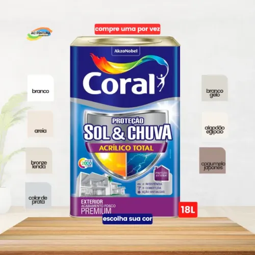 Tinta Coral Sol & Chuva Acríllico Total Premium 18L 