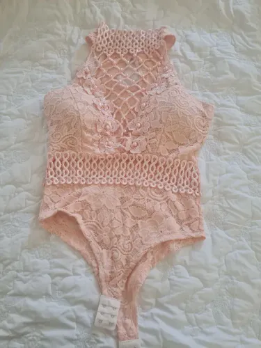Body bordado rosa , tamanho único