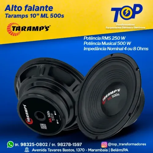 Alto Falante 10'' Taramps ML500s 250 rms